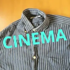 【ヴィンテージ品】CINEMA 長袖シャツネイビーボタンダウンシャツ Mサイズ