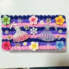 ★ホイップデコ★小物入れ（超特大よりやや小さめ）ダークパープル＆パープル＆ピンク