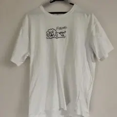 ホワイト ライオンイラスト Tシャツ
