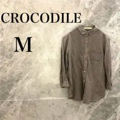 クロコダイル レディース M 茶 ギンガムチェック シャツ チュニック 刺繍のサムネイル