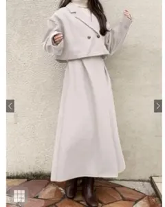 GRL フェイクウール　3Way ショート丈ジャケット　ワンピースセット