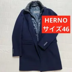 HERNO チェスターコート ダウン インナーライナー ダークネイビー 46