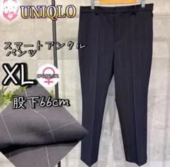UNIQLO スマートアンクルパンツ XL ネイビー ウインドウペン スラックス