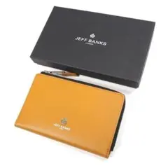 新品 ジェフバンクス 牛革 レザーL字ファスナー 二つ折り 財布 マスタードのサムネイル