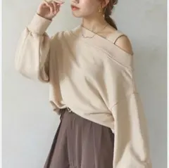 Thevon ゼヴォン★YUNA企画 袖ロゴ刺繍3WAYワンショルスウェット