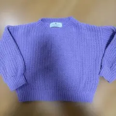 パープル リブ編み セーター 100cm