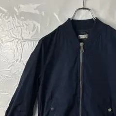 ma-1 フライトジャケット　ボンバーブルゾン　ネイビー紺色　ミリタリー　古着