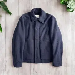 ウール混フェルト シャツジャケット (ネイビーブルー / Mサイズ相当)