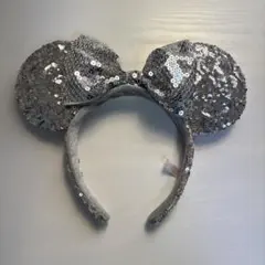 シルバー スパンコール ミニー耳カチューシャ
