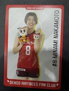 中元南　デンソーエアリービーズ　トレーディングカード　ファンクラブ限定