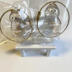 猫 けだまいれ 茶トラ ２個セット クリア キーホルダー けだまだまいれ