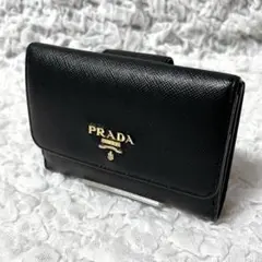 PRADA ブラック 二つ折り財布　ゴールド　ピンク　バイカラー　コンパクト
