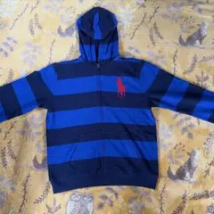 00s Ralph Lauren 短丈 ビッグポニー 太ボーダー ジップパーカー