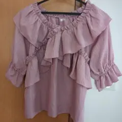 COLZA フリルオフショルダーシャツ M ピンク