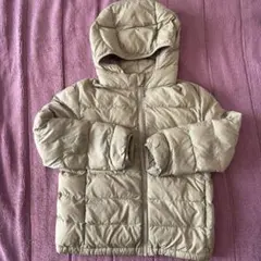 ユニクロ　UNIQLO ベージュ フード付き 中綿ダウンコート