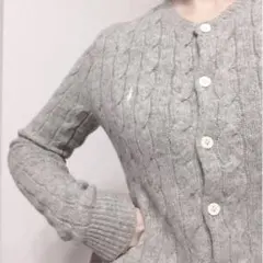 RALPH LAURENラルフローレン　ケーブル　ニット　カーディガン　グレー