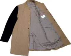 美品★ステュディオス♂ウールカシミヤバイカラーベースボールカラーCT★ベージュ黒