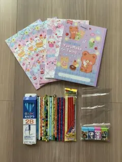 自由帳５冊・鉛筆＋赤鉛筆28本・消しゴム4個まとめ売り　ノート 三角鉛筆