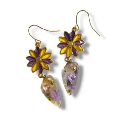 ハンドメイド ピアス レジン シェル 天然石 揺れる