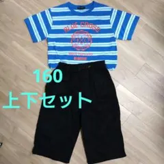 160cm BLUE CROSS ボーダーTシャツ ハーフパンツ 上下セットのサムネイル