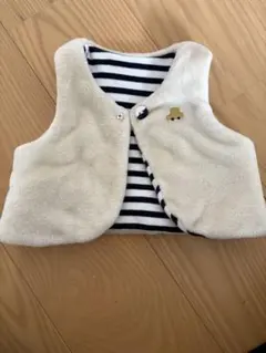 【お値下げ】ベビーベスト アイボリー/ストライプ　リバーシブル　ベスト