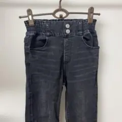 ダークグレー スキニーハイウエストゴムパンツ