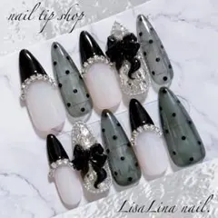 ネイルチップ 現品 ワンホン 韓国 リボン 量産 ちゅるん スナ系