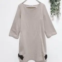 アナトリエAnatelier☆リボンチュニックカットソー☆M ☆ベージュ☆上品