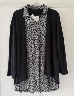 ★新品★image island 花柄インナー付きカーディガン 4Lサイズ