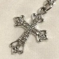 【ビジュークロスネックレス】十字架ロザリオ ゴスロリィタ Y2Kグランジシルバー