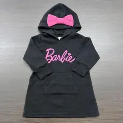 Barbie 裏起毛フード付きワンピース 黒　90サイズ