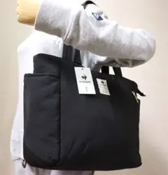 【ルコック／le coq sportif】カジュアル キルト トートーバッグ・黒
