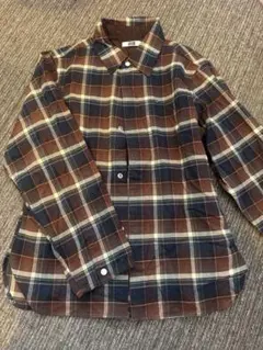 UNIQLO 長袖ネルシャツ M ブラウン系チェック