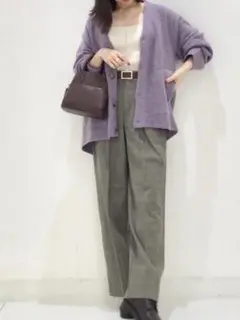 GU✨️ジーユー(M) ブラッシュドヤーンカーディガン パープル Vネック