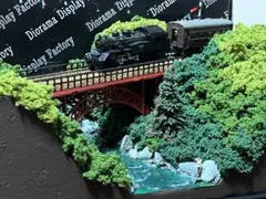 HOゲージ車両展示用ジオラマレンガアーチ橋のある山岳風景（車両は