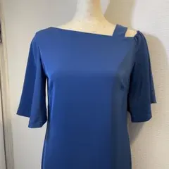 極美品　ツイル青フレアスリーブ ワンショルダー ドレスのサムネイル