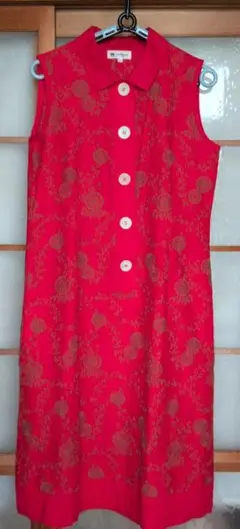 マチコジントmachiko jinto 刺繍　ノースリーブシャツワンピース