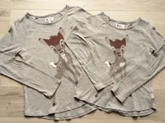 親子　兄弟　コーデ　XXL　L　バンビ　Tシャツ　ギャップキッズ　グレー 長袖