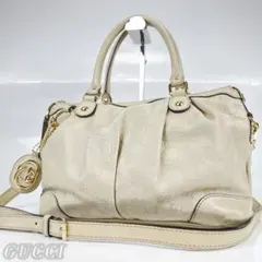 【極美品】グッチ シマ スーキー 2WAYハンドバッグ ロングショルダー 白