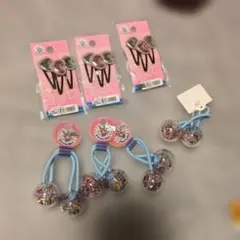 ハート型装飾付きヘアピン　玉ゴム