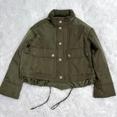 MOSCHINO フード付き　ミリタリーショートジャケット　金ボタン　カーキ