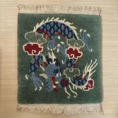 手織チベットミニラグ41×45cm ウール100% ミニカーペット チベタンラグ