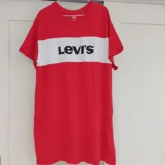 Levi's ロゴ入り Tシャツワンピース Lサイズ レッド