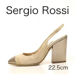 H6649-g1◾️セルジオロッシ　メタルトゥースエードスリングバッグパンプス