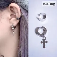 No.52A 十字架イヤリングイヤーカフset 韓国 地雷 パンク KPOP