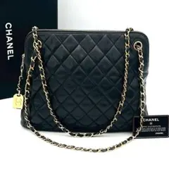 シャネル マトラッセ チェーントートバッグ ラムスキン ブラック　ゴールド　金具