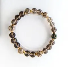 三眼天珠とスモーキークォーツのブレスレット