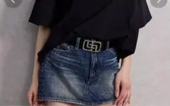 Vintageデニムスカートライクショートパンツ　インディゴ