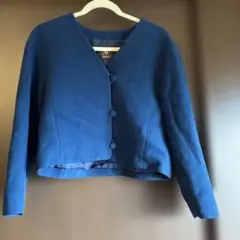 ANNE KLEIN ネイビー ノーカラージャケット 9AR