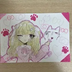 子どもイラスト　オリジナルキャラクター　ピンク　女の子